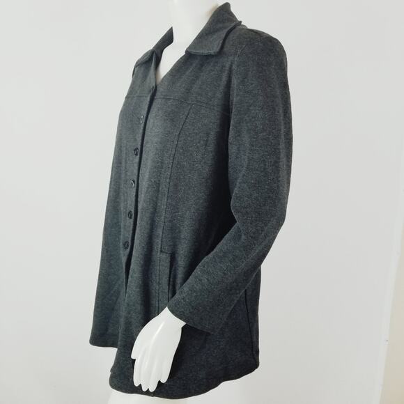 Maternity Shacket M Grey Banded Removable Collar Vtg Lightweight Flannel 90 - Picture 7 of 13